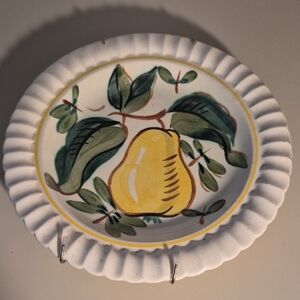 Red Wing Hand-Painted Pear Ceramic Salad Plate With Hanger- Yellow Pear Design